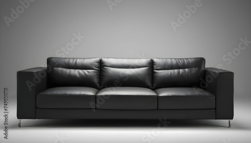 Black leather sofa isolated on white