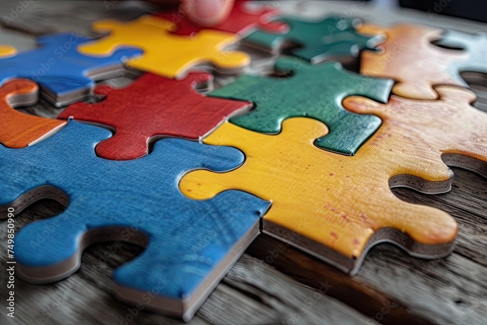 Selective focus of pieces puzzle, puzzle background Selective focus of pieces puzzle, puzzle background