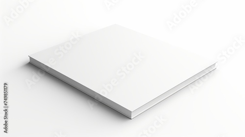 Mockup of a booklet cover isolated, featuring a closed square magazine or brochure template on a white background. photo