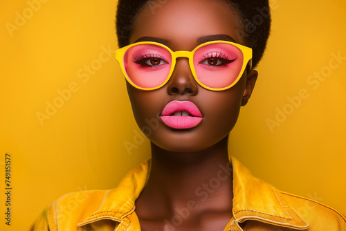 A woman with pink lips