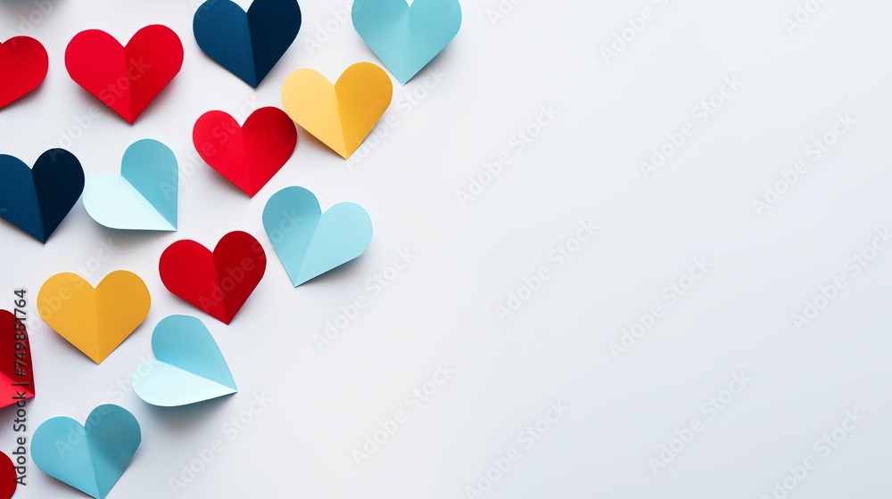 Paper Sheets Forming Heart Shapes on White Background