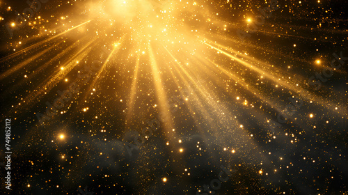 Gold lights rays background. Generative Ai