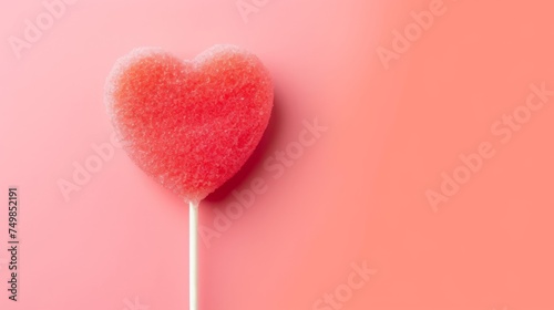 Heart shaped tasty red lolly with copy space.