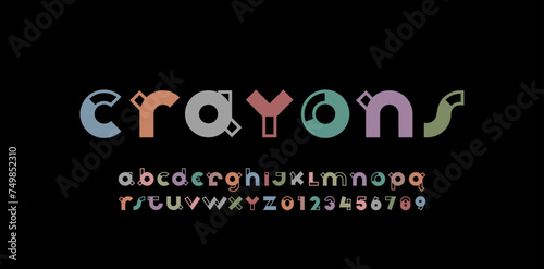 alphabet decorative font, art lettering, abstract letters and numerals