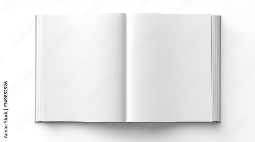 Vector Mockup of Booklet Isolated. Open Horizontal Magazine, Brochure, or Notebook Template on White Background. 3D Illustration for Your Design.