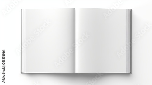 Vector Mockup of Booklet Isolated. Open Horizontal Magazine, Brochure, or Notebook Template on White Background. 3D Illustration for Your Design.