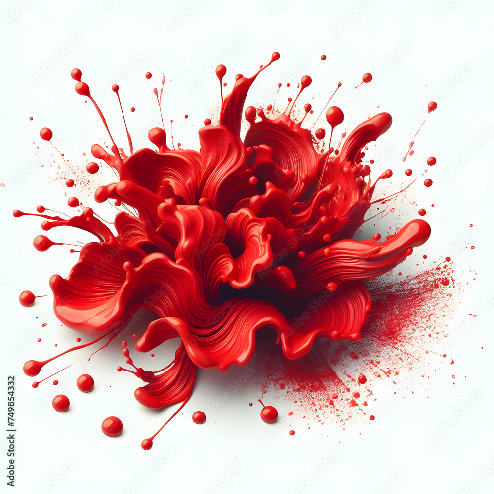 Red paint splashes stain on white background Red paint splashes stain on white background