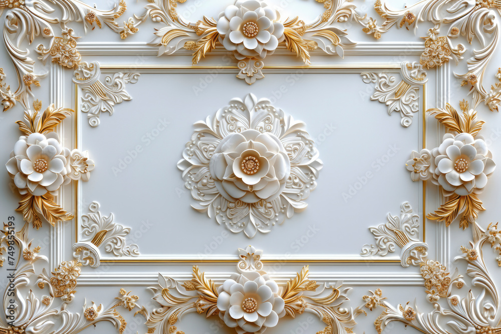 Create frame center blank empty bigframes in the middle,Thai style is beautiful and exquisite. white and gold Create frame center blank empty bigframes in the middle,Thai style is beautiful and exquisite. white and gold