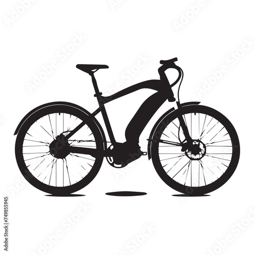 Electric bicycle in cartoon, doodle style . Image for t-shirt, web, mobile apps and ui. Isolated 2d vector illustration in logo, icon, sketch style, Eps 10, black and white. AI Generative