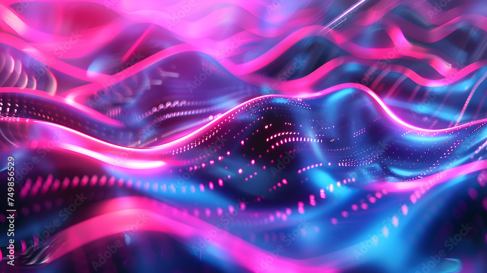 abstract background with glowing lines, abstract futuristic background with vibrant pink and blue neon lights, generative ai - obrazy, fototapety, plakaty 
