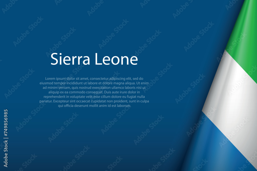 Sierra Leone national flag isolated on background with copyspace - obrazy, fototapety, plakaty 