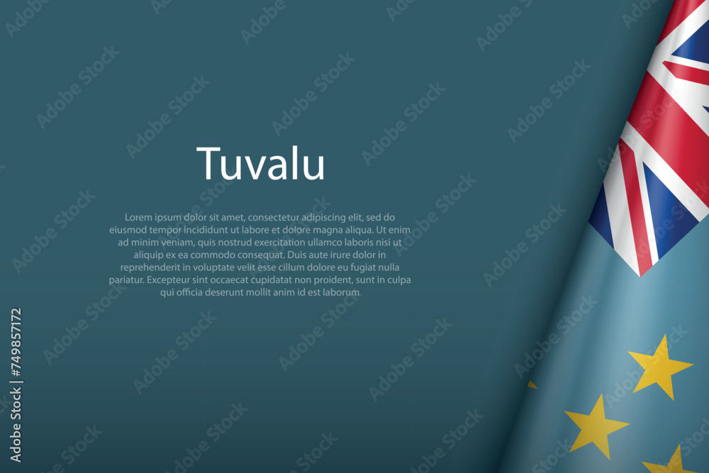 Tuvalu national flag isolated on background with copyspace