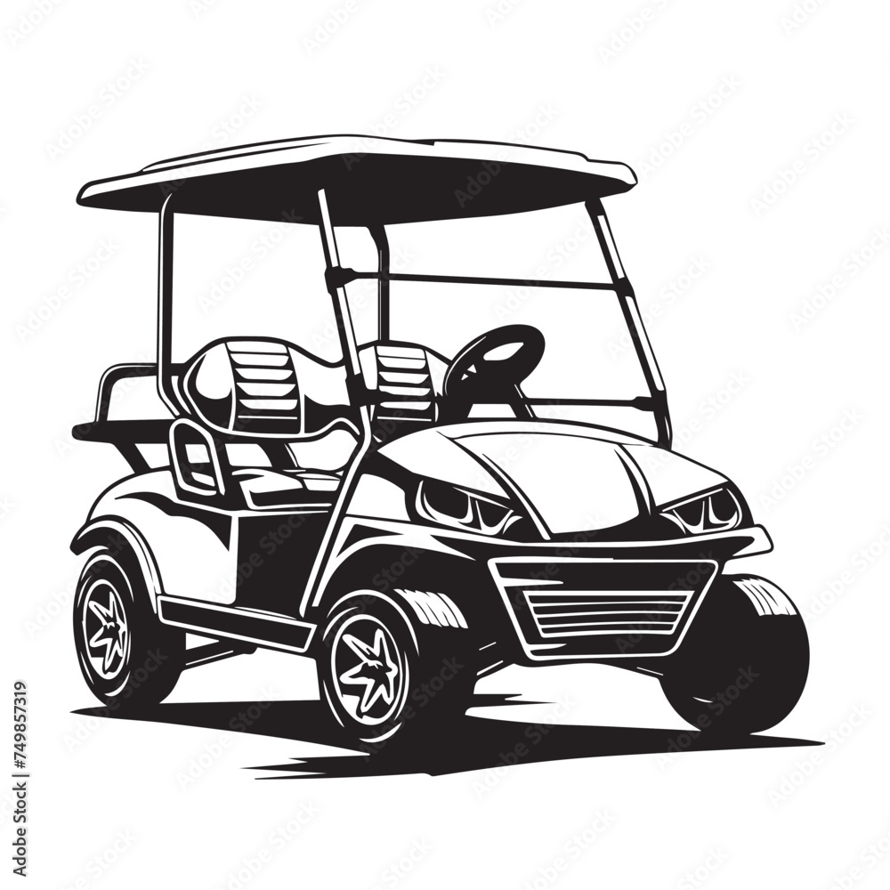Golf cart in cartoon, doodle style . Image for t-shirt, web, mobile apps and ui. Isolated 2d vector illustration in logo, icon, sketch style, Eps 10, black and white. AI Generative Golf cart in cartoon, doodle style . Image for t-shirt, web, mobile apps and ui. Isolated 2d vector illustration in logo, icon, sketch style, Eps 10, black and white. AI Generative