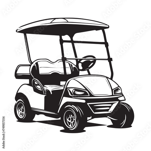 Golf cart in cartoon, doodle style . Image for t-shirt, web, mobile apps and ui. Isolated 2d vector illustration in logo, icon, sketch style, Eps 10, black and white. AI Generative