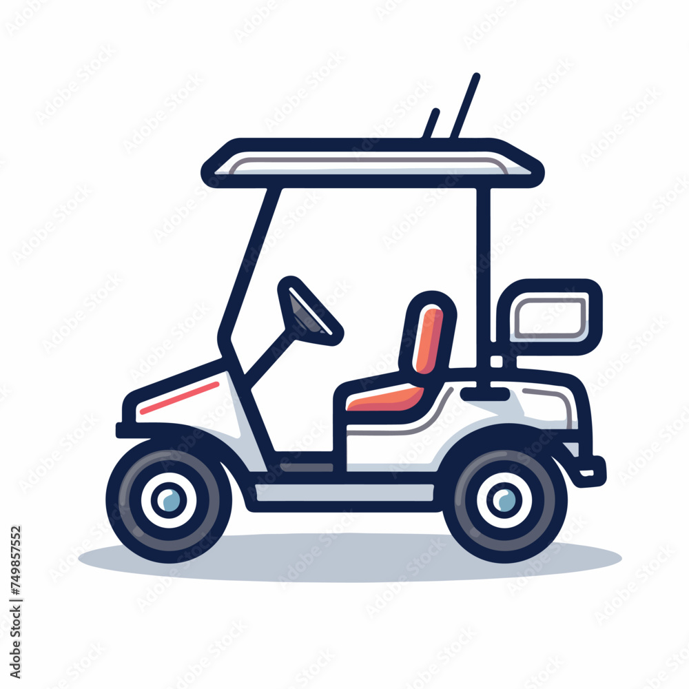 Golf cart in cartoon, doodle style. Image for t-shirt, web, mobile apps and ui. Isolated 2d vector illustration in logo, icon, sketch style, Eps 10. AI Generative
