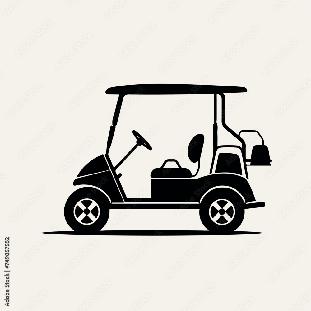 Fototapeta premium Golf cart in cartoon, doodle style. Image for t-shirt, web, mobile apps and ui. Isolated 2d vector illustration in logo, icon, sketch style, Eps 10. AI Generative
