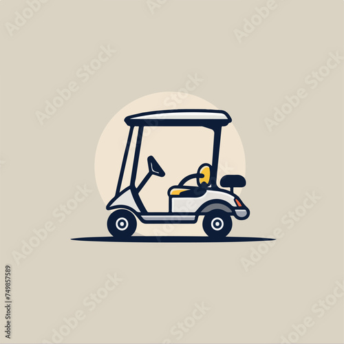 Golf cart in cartoon, doodle style. Image for t-shirt, web, mobile apps and ui. Isolated 2d vector illustration in logo, icon, sketch style, Eps 10. AI Generative