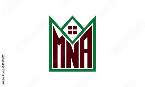 MNA initial letter real estate builders logo design vector. construction, housing, home marker, property, building, apartment, flat, compartment, business, corporate, house rent, rental, commercial