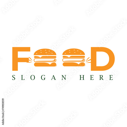 Food logo design template icon symbol for cafe, restaurant, cooking business and organic food symbols with fruits and vegetables.