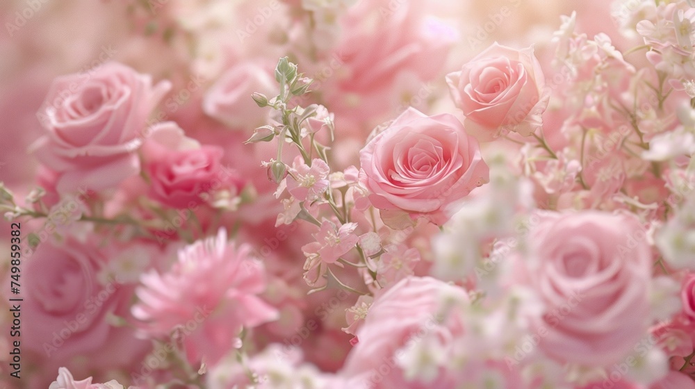 Elegant pink florals against a soft backdrop, perfect for International Women's Day and Mother's Day cards.