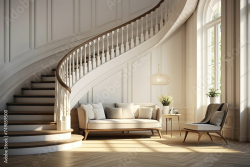 Tranquility reigns supreme in a sunlit corner adorned with a Scandinavian staircase, beckoning with its understated allure. © Abdullah
