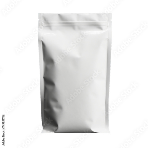 A blank tin tie coffee bag isolated on transparent background, png