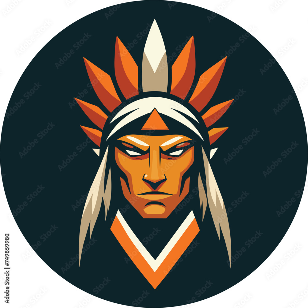 Native american indian man face vector,  illustration of Indian warrior logo