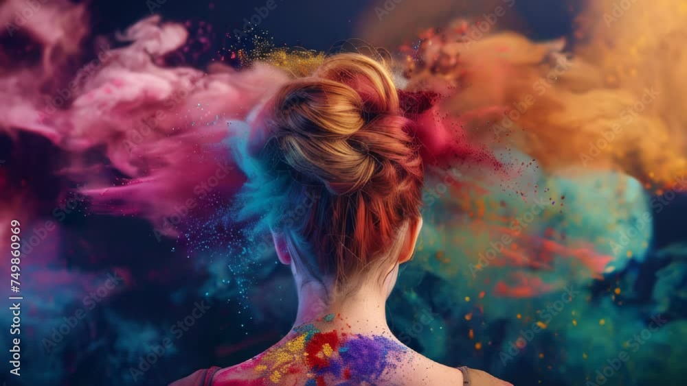 Beauty and hair industry illustration with bright vivid coloured particles Beauty and hair industry illustration with bright vivid coloured particles