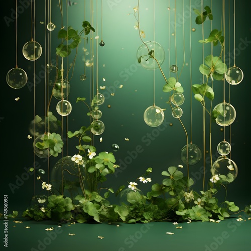 featuring shiny bubbles in varying shades of green photo