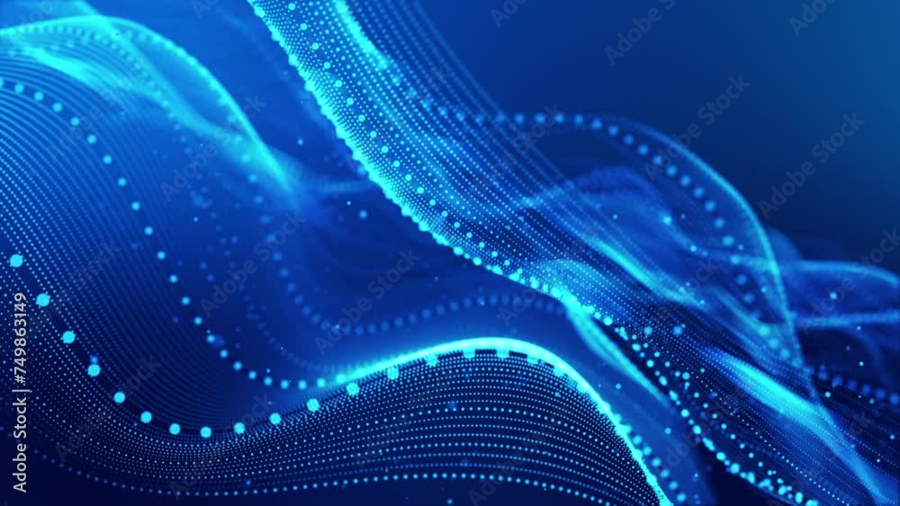 Captivating motion design. Seamless background loop with futuristic motion design and glowing particles. An engaging visual experience featuring dynamic formations of glowing particles on surfaces