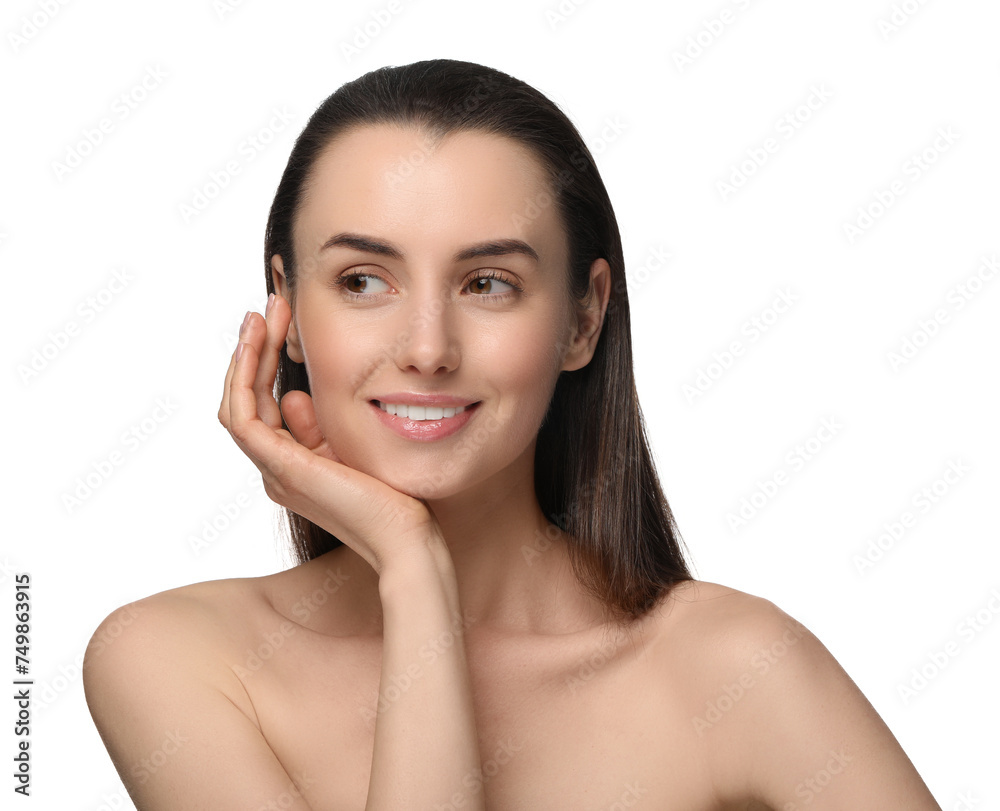 Portrait of beautiful young woman on white background Portrait of beautiful young woman on white background
