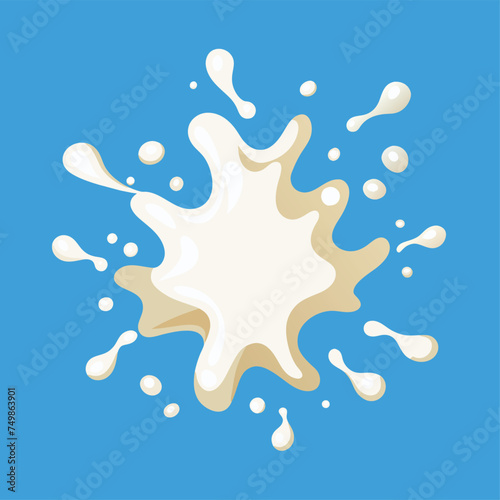 Realistic milk splash vector illustration, Milk splash isolated on blue background. Cow milk splash 