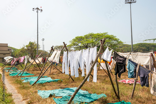 Cochin Laundry with washing lines of sheets and ironing rooms