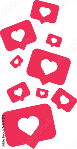 Love and Like Reaction on Social Media, vector Social media concept. Using network for posting and sharing content.