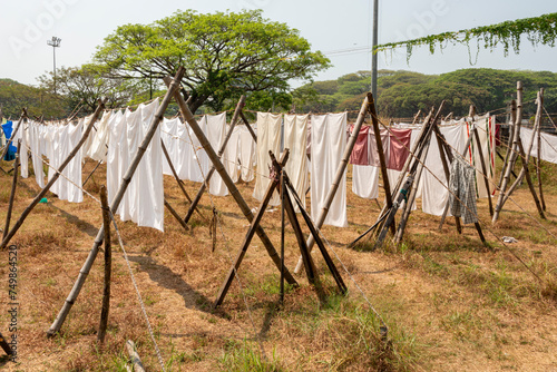 Cochin Laundry with washing lines of sheets and ironing rooms