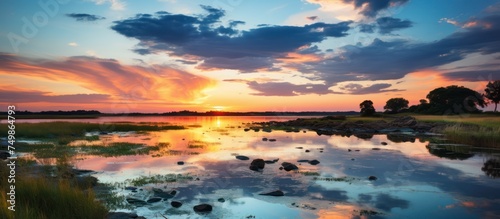 panoramic view of the river and estuary at sunset