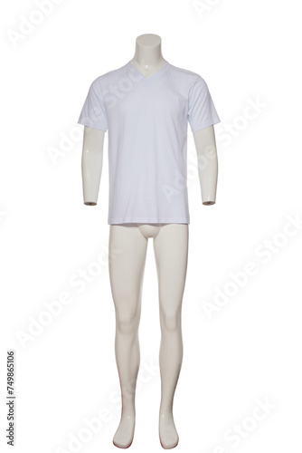 white colors workers t-shirt on the mannequin on isolated white background