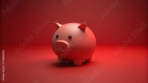 A classic ceramic piggy bank decorated with a red background