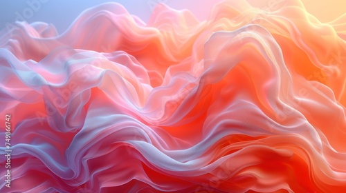  a computer generated image of a wave of white, orange, and pink colors on a blue and pink background with a light blue sky in the middle of the background.