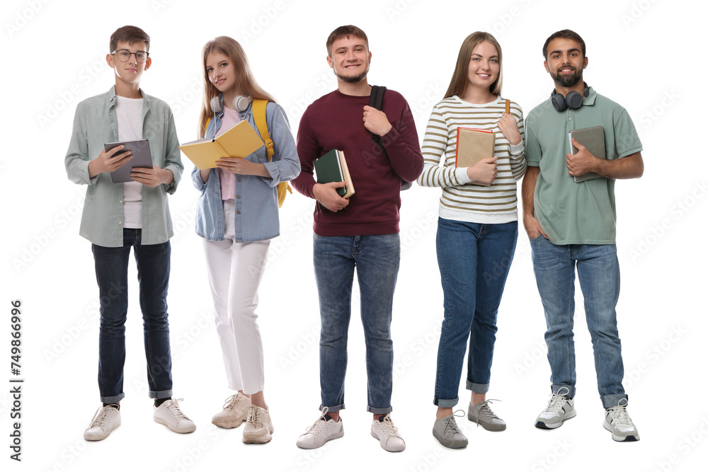 Group of happy students on white background Group of happy students on white background