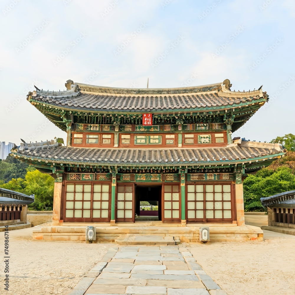 Beautiful and Old Architecture in Changdeokgung Palace in Seoul City at Korea