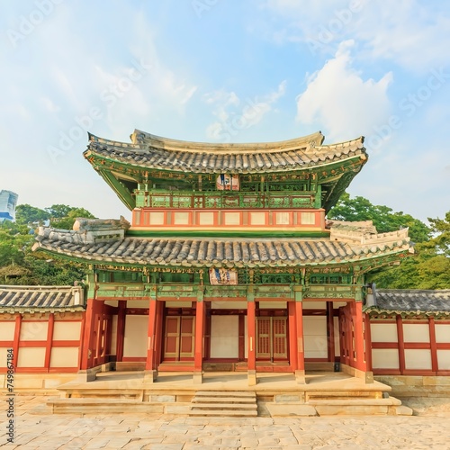 Beautiful and Old Architecture in Changdeokgung Palace in Seoul City at Korea