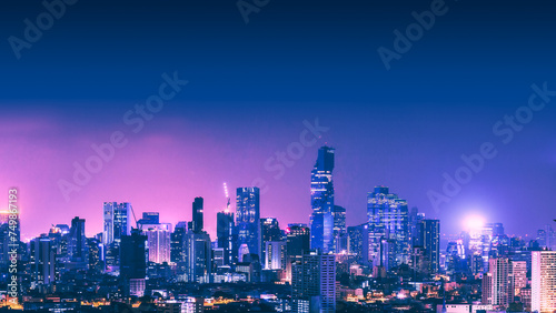 Fototapeta Naklejka Na Ścianę i Meble -  Cityscape of Bangkok city at night in Thailand