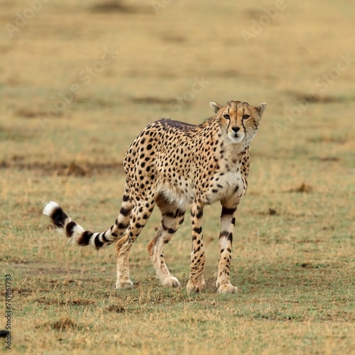 Cheetah stalking fro prey on savanna