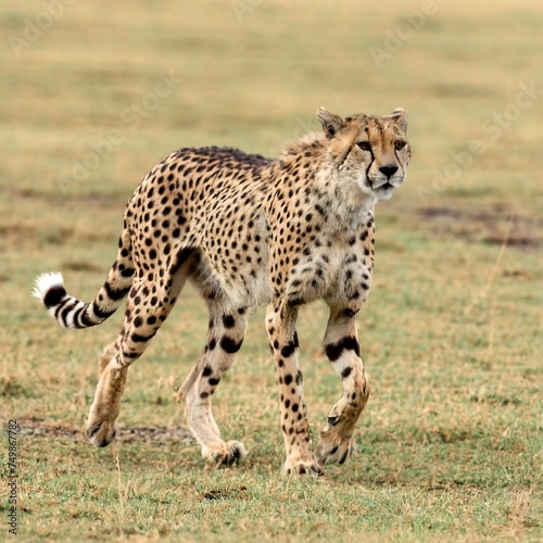 Cheetah stalking fro prey on savanna