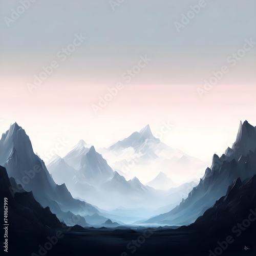 Minimal Mountains Artwork. Generative AI