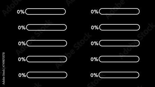 Loading bar with percentage. Transparent Background. Alpha Channel