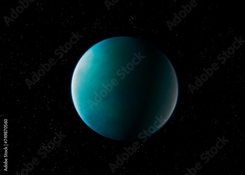 Giant planet in space. A planet with a thick atmosphere covered with clouds. Beautiful exoplanet on a black background.