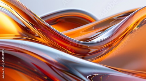 Flowing abstract waves of red and orange hues, resembling molten lava or a fiery fluid.