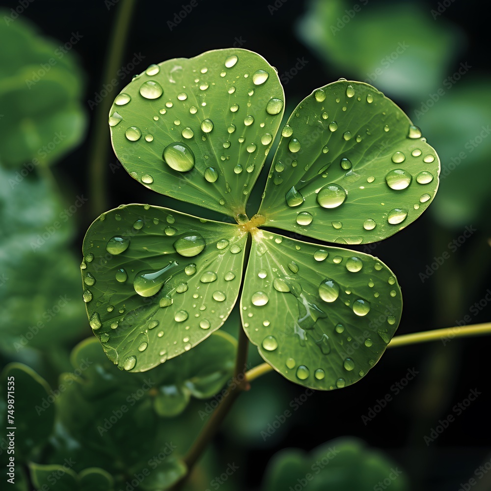 shamrock leaf adorned with sparkling water droplets shamrock leaf adorned with sparkling water droplets
